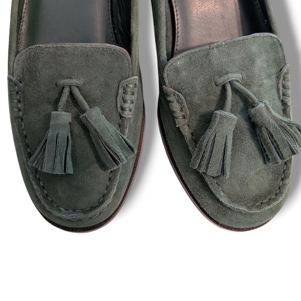 Lauren Ralph Lauren Women's Vintage Green Suede Tassel Loafers, Size 7 - Picture 5 of 10